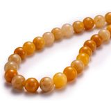 Natural Amarelo Jade Pedra Redonda Solta Semi Gemstone Beads Fo