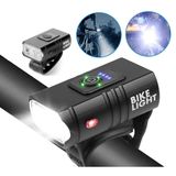 Farol Ciclismo Bike 2 Led Cree Medidor Recarregável Usb