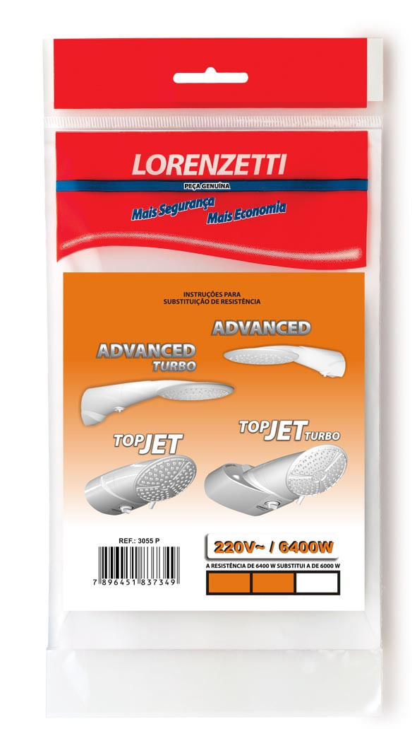 Resistência Chuveiro Advanced E Topjet 220v 6400w Lorenzetti