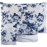 Jogo De Cama Queen Fascínio Algodão 04 Peças - Floral Azul