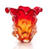 Vaso Em Cristal Murano Vermelho E Âmbar  São Marcos