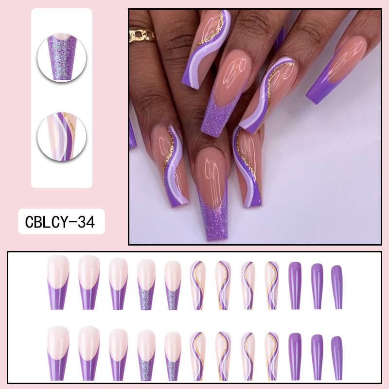 Unhas Falsas Siahyg Handmade Nail, 30 Unidades/conjunto Para Mulheres