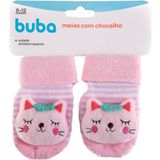 Meias Com Chocalho Gatinho Rosa Buba