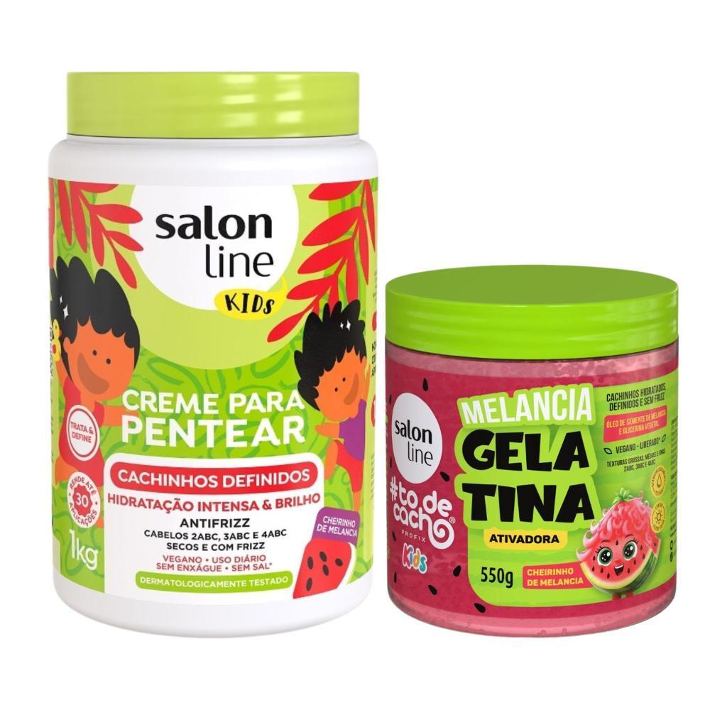 Creme Para Pentear + Gelatina Ativadora Salon Line Melancia