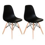 Conjunto 2 Cadeiras Charles Eames Dkr Eiffel Wood Madeira Preta