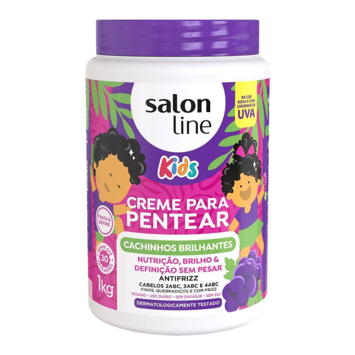 Creme Pentear Salon Line Kids Cachinhos Brilhantes Uva 1kg