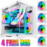 Gabinete Gamer Branco Gb1791 4 Fans Rgb Micro-atx Em Vidro