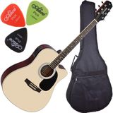 Kit Violão Eletroacústico Folk Afinador Giannini Gdc-1 Satin