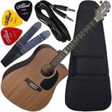 Kit Violão Folk Eletroacústico Walnut Satin Gf1d Ws Giannini