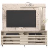 Rack Com Painel Para Sala Frizz Para Tv Até 65 Polegadas 2 Portas Cor Calacata E Off White - Madetec Móveis