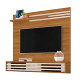 Painel Para Tv Até 55 Polegadas Bancada Suspensa Frizz Sublime Com Luminária De Led Cor Naturale E Off White - Madetec