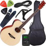 Kit Violão Eletroacústico Folk + Capotraste Gsf1r Giannini