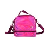 Lancheira E Bolsa Com Alça 2 Divisórias Pink Holo Yes