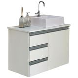 Gabinete Balcão Banheiro Mdf - Abrazzo 70cm Com Cuba