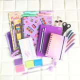 Kit Papelaria Combo Master Tons Roxo Lilás Pastel Neon Super