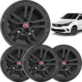 4x Calota Fiat Argo Aro 14 2021 Preto Fosco 294cb