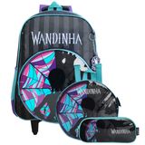 Mochila Wandinha De Rodinhas Com Lancheira Térmica E Estojo