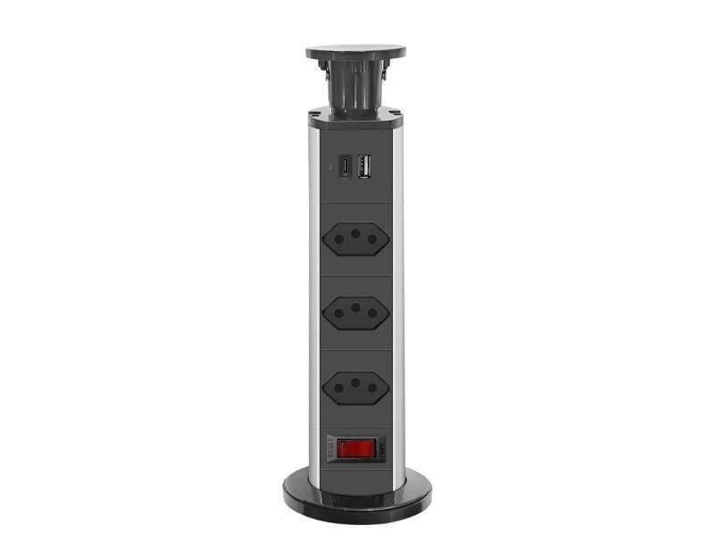 Tomada Elétrica Para Mesa Forma De Torre Usb Tipo C