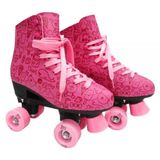 Patins Roller Estilo New Rosa N. 34 Dm Toys