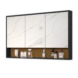 Armário Banheiro 90cm 3 Portas Espelho Hefesto Preto Nature