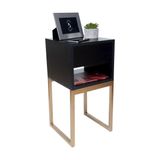 Mesa Cabeceira 30cm Preto Eco Industrial Pés Ferro Dourado