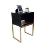 Mesa Cabeceira 40cm Preto Eco Industrial Pés Ferro Dourado