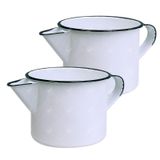 Kit 2 Caneca Esmaltada Com Bico 1l Branca Utensilio Velas