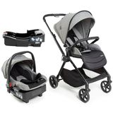 Carrinho Bebê Safety 1st Magnific 3 Em 1 Berço Passeio Bebê Conforto Travel System Trio 0-13 Kg Grey Denin Base Carro