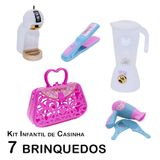 Kit Casinha Infantil Cafeteira Liquidificador Secador 7pç