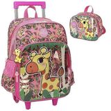 Kit Mochila Rodinhas E Lancheira Luxcel Up4you Girafa Pink