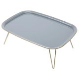 Bandeja Cinza Com Pé Triangle Metal Dourado Café Da Manhã