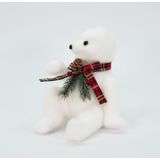 Decoração Enfeite Natalino Urso Polar Cachecol Xadrez 20 Cm