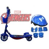 Patinete Infantil 3 Rodas Cesta Vingadores E Kit Proteçâo