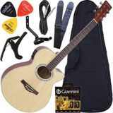 Kit Violão Eletroacústico Completo Aço Gsf1r Nt Giannini