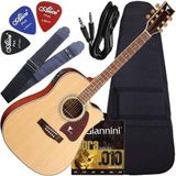 Kit Violão Eagle Ch889 Aço Eletroacústico Folk Satin Natural