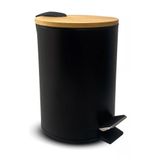 Lixeira Tampa Bamboo Circular 3 Litros Pedal Balde Interno