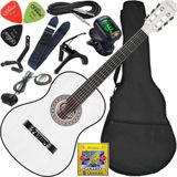 Kit Violão Elétrico Waldman Popstar Pp1 Branco Cordas Nylon