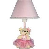 Abajur Infantil Bebê Quarto Criança Rosa Liso Ursa Clara