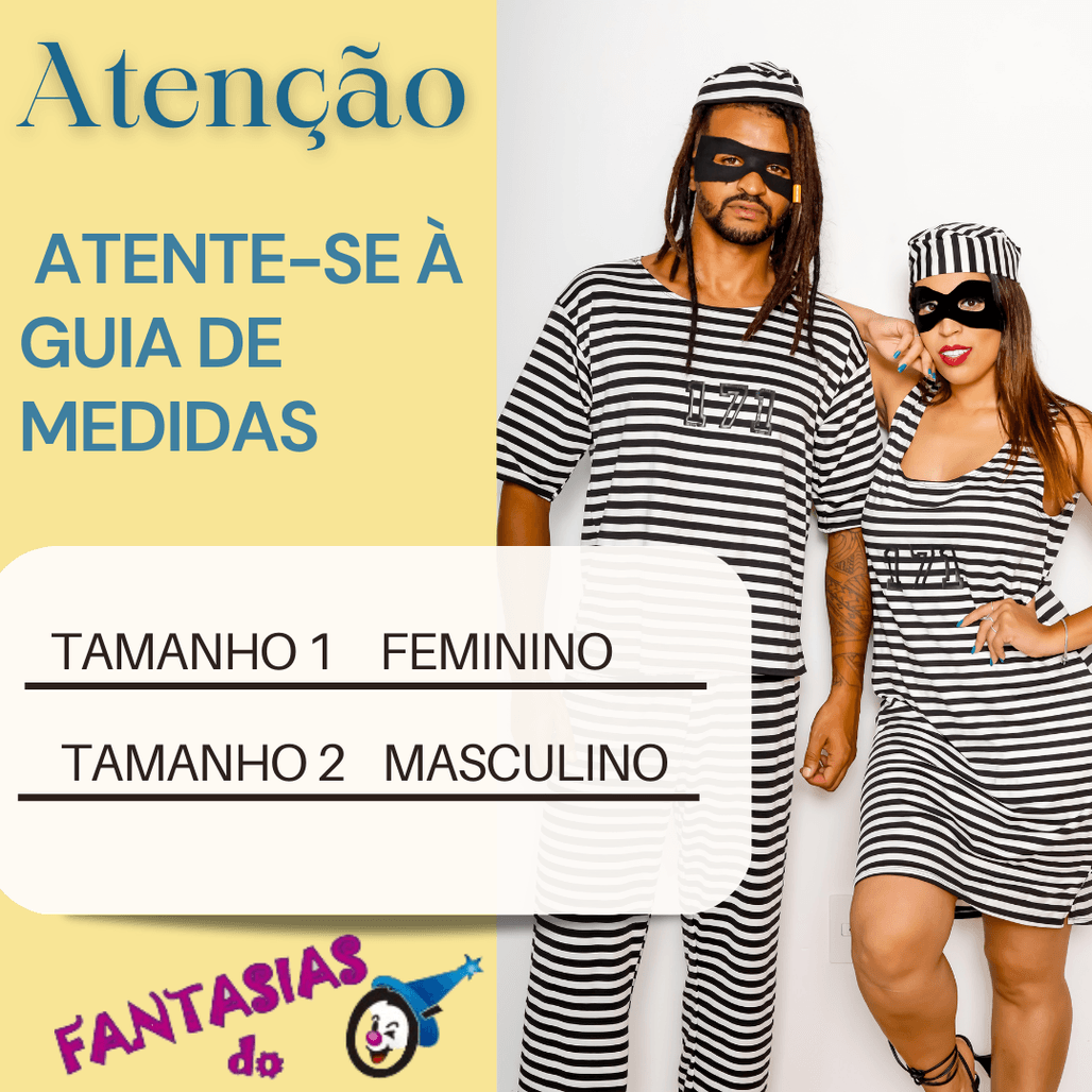 Fantasia de Presidiaria 171 Bandida Ladrão Feminino Adulto