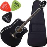 Kit Violão Eletroacústico Folk Afinador Giannini Gdc-1 Bk