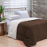 Coberdrom 1 Peça Fleece Com Sherpa Queen Marrom - Noruega