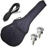 Kit Capa Para Violão Folk Nylon 600 Com Roldana + Cabo P10