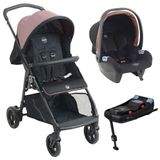 Carrinho De Bebê Lui Rose Com Bebê Conforto E Base Isofix