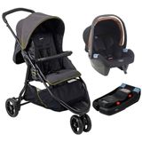 Carrinho De Bebê Cr3 Gray Neon Com Bebê Conforto E Base