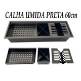 Calha Úmida Gourmet Canal Organizador Escorredor 60cm Preta