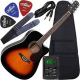 Kit Violão Folk Eletroacústico Giannini Cordas Aço Gf1r Sb