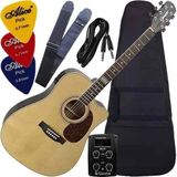 Kit Violão Folk Eletroacústico Completo Aço Gf1d Nt Giannini