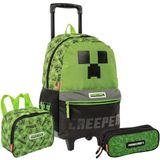 Kit Mochila Minecraft Creeper + Lancheira E Estojo - Sestini