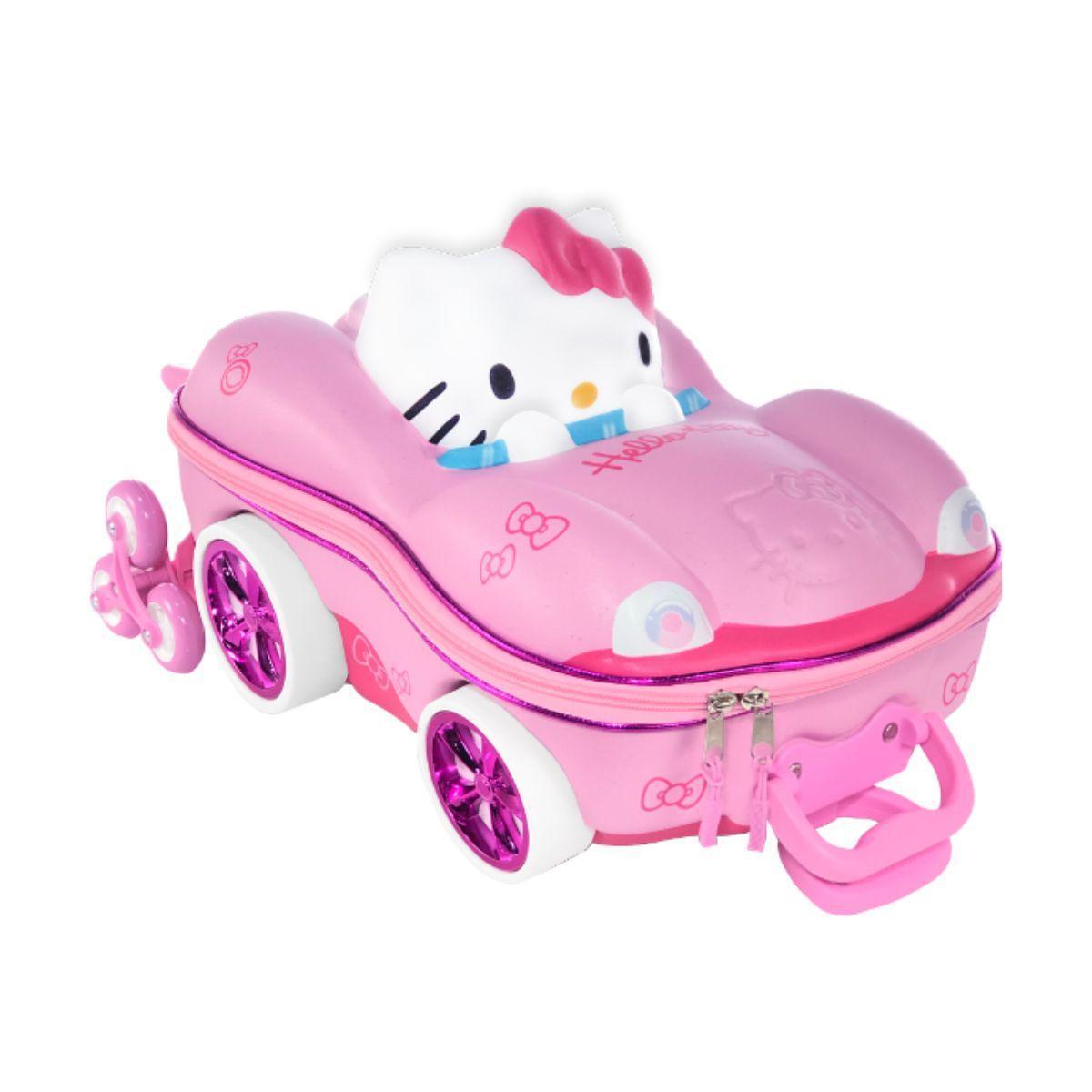 Mochila De Rodinhas Hello Kitty Carro Escolar Infantil 3d