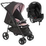 Carrinho De Bebê Maranello Ii Preto Rosa E Bebê Conforto